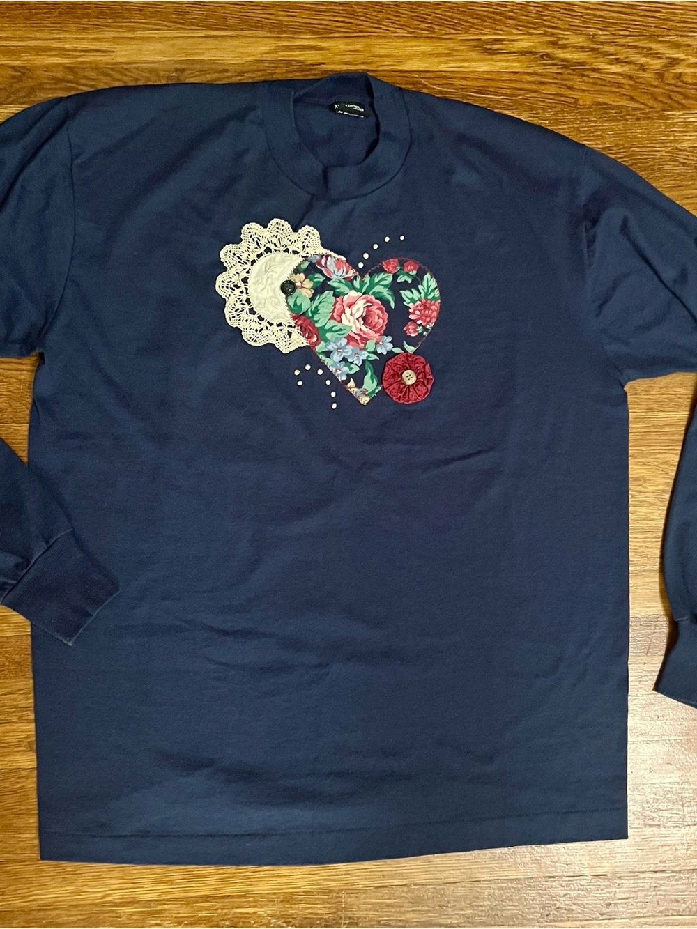 Vtg 90s Grandma Tshirt XL long sleeve USA cottage trad country
